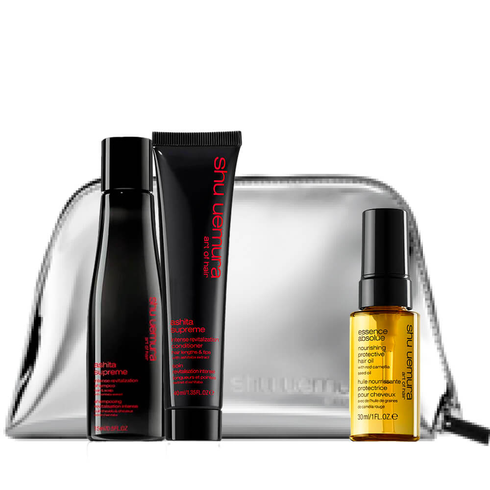 Shu Uemura Ashita Supreme Travel Kit With Essence Absolue Protective Hair Oil