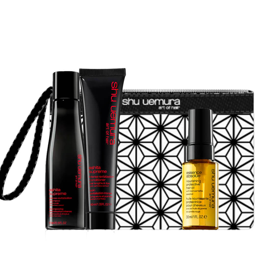 Shu Uemura Ashita Supreme Travel Kit With Essence Absolue Protective Hair Oil